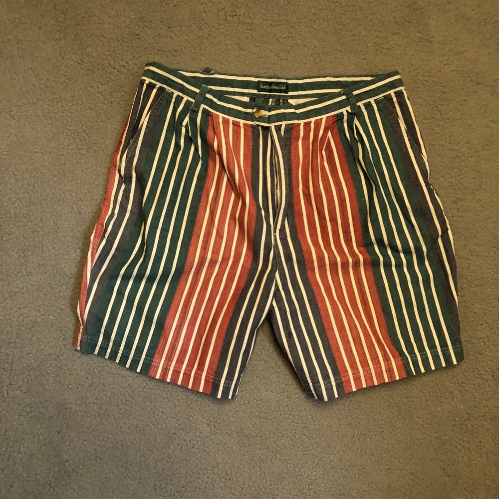 Vtg Knights of Round Table Striped Shorts Mens 36 100% Cotton Retro Colorful